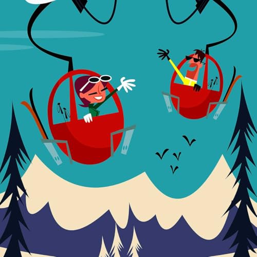 Tableau retro ski à Samoens déco toile imprimée 40x60 cm