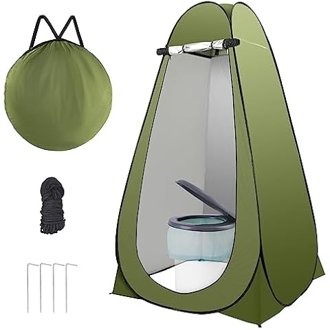 Kiriner Portable Camping Toilet Seat with Pop-up Privacy Tent, Portable Toilet Kit for Adults, Suitable for 5-gallon Buckets, RV Camping Trips (Gray) Cover