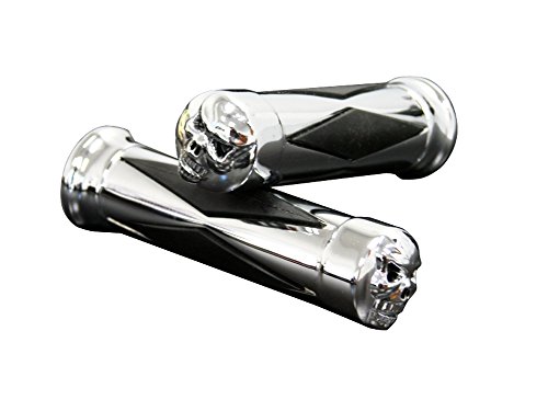 TMS Chrome Skull Hand Grips for Select Motorcycles