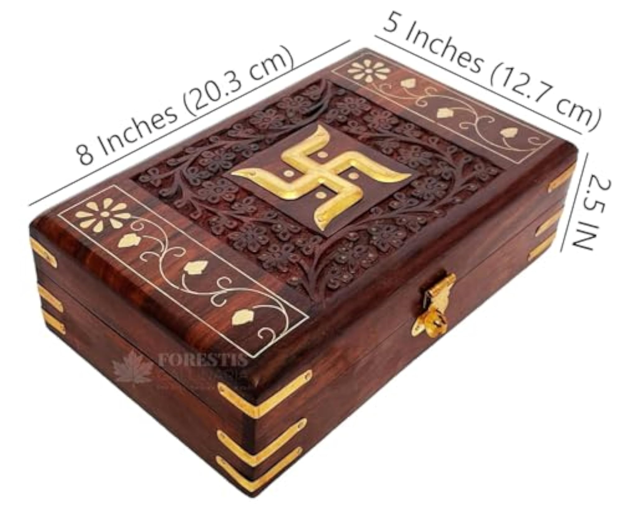 Brass-Filled Wooden OM Box for Good Luck