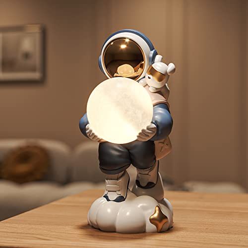 Awnr Astronaut Figurines Statue Blue Holding The Lamp Sculpture For Modern Home Decor Living Room Bookshelf Office Desk Accents Children's Room Outer Space Theme Decorations #TOP6