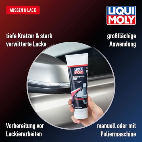 LIQUI MOLY Lackpflege Schleifpaste 1500, Art.-Nr. 21758 I 250ml Lackschleifpaste für tiefe Kratzer & sehr stark verwitterte Lacke I Abrasiver Auto Kratzer Entferner zur Lackierarbeit-Vorbereitung