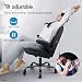 ELFORDSON Massage Office Chair for Home, Executive Comfy Office Chairs with 90° Flip-up Armrests, Adjustable Height, Swivel, Ergonomic Heavy-duty Desk Work Chair, Fabric Linen, Black