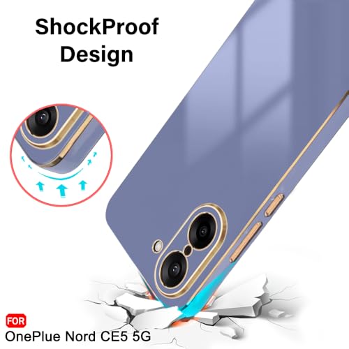 Image of TheGiftKart Luxurious Golden-Plated Back Cover Case for OnePlus Nord CE 5 5G | Raised Lips for Camera & Screen Protection | Shockproof Design | Stylish Cover for OnePlus Nord CE5 (TPU, Greyish Blue)