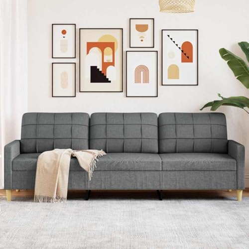 Emmtore Sofá de 3 plazas de Tela Gris Oscuro 210 cm