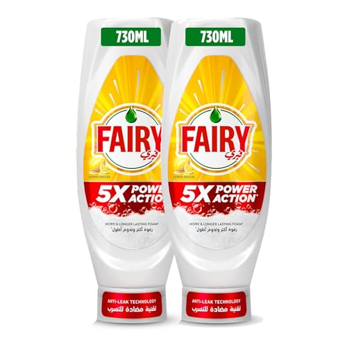 Fairy 5X Power Action Lemon Dishwashing Liquid Soap 730ml - Pack of 2