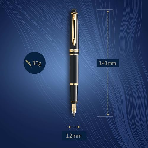 Waterman Expert Fountain Pen, Gloss Black with 23k Gold Trim, Fine Nib, Includes Gift Box - Luxury Writing by Waterman - Image 3