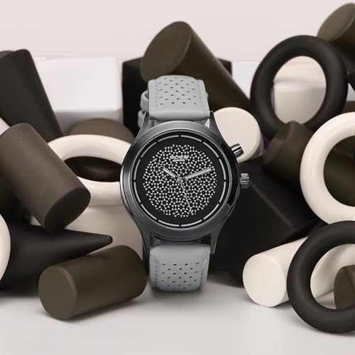 Image of Sonata Poze 8 EL Glow Watch Quartz Analog with Grey + EL Glow Dial Grey PU Leather Strap Watch for Men - SP70108NL01W