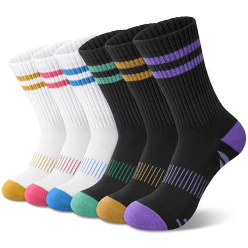 Tialfas 6 Paia Di Calzini Crew Sportivi Per Donna Ideali Per Escursionismo Corsa Palestra E Allenamento Calze Compressive Con Imbottitura