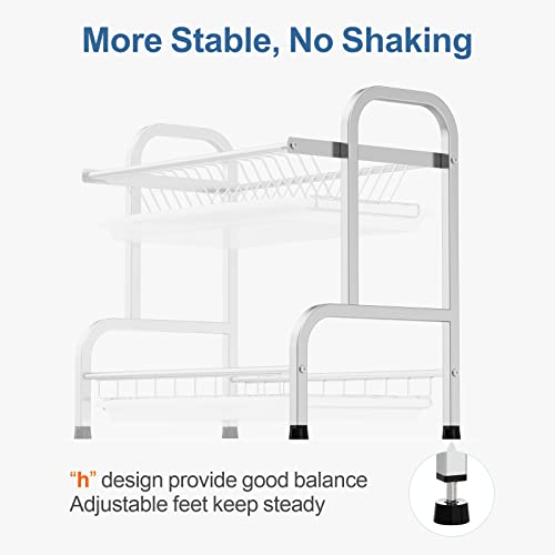 Gslife Stainless Steel Dish Drying Rack Rustproof 2 Tier Dish Rack For Kitchen Counter With 3 Drainboards, Tiered Dish Drainer With Utensils Holder,Cutting Board Holder, Silver #TOP7