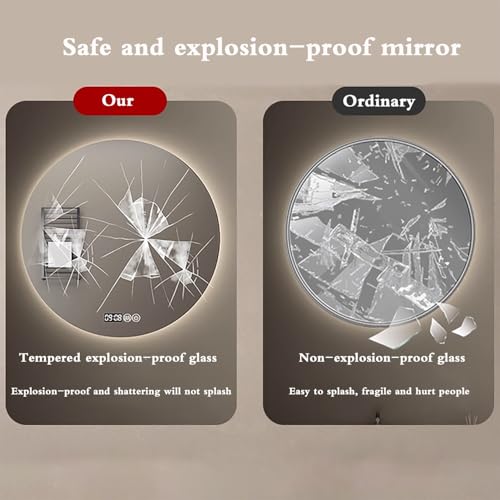 Miroir salle de bain LED rond 70 cm avec éclairage variable et antibuée intégré - 8
