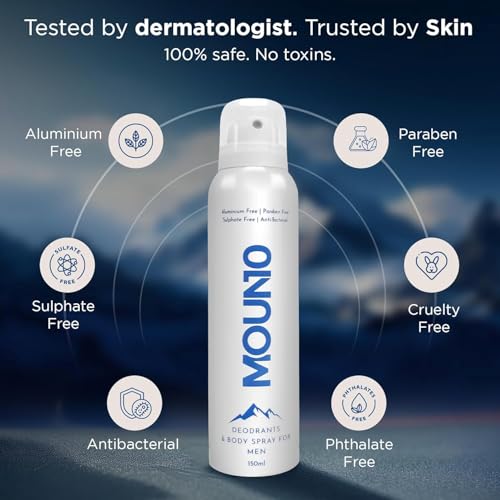 Image of Aluminum Free Body Deodorant Sprays for Men, 150ML - Paraben free, Sulphate Free & Anti-bacterial, Alpine woods fragrance, India's cleanest deo brand, only 6 ingredients, Body Spray for Men