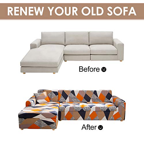 Joydream 2Pcs Sectional Couch Covers, Printed L-Shaped Sofa Covers, Stretch Couch Slipcovers For Sectional Sofa, Sofa Slipcovers With 2 Pillowcases (Pattern Mf, Large + Large) #TOP4