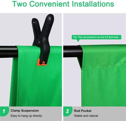 ManaPina Green Screen Background Kit, 2m x 3m (9.5 x 6.5 ft) Photography Backdrop, Portable GreenScreen for Live Streaming, Zoom Meeting, Gaming, Portrait, Video Shooting