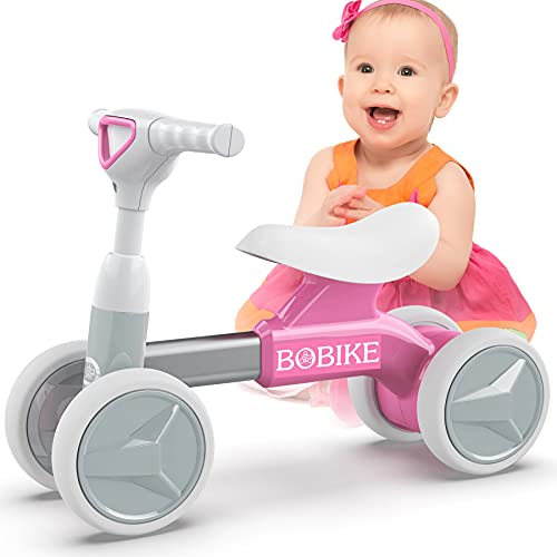 Baby Balance Bike Toys for 1 Year Old Gifts Boys Girls 10-24 Months Kids Toy Toddler Best First Birthday Gift Children Walker No Pedal Infant 4 Wheels Bicycle … (Pink)