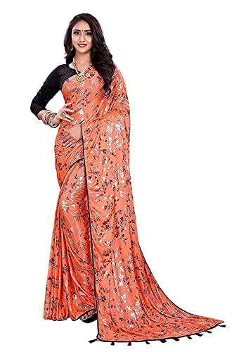 Sari Banarasi en Lycra orange : le confort extensible pour toutes vos fêtes