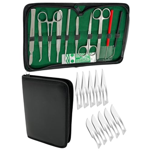 Student Biology Anatomy Dissecting Kit (20pcs Total) for High-School Students, University Students, Hobby, Etc. with Storage Case - Forceps, Scissors, Seeker Probe