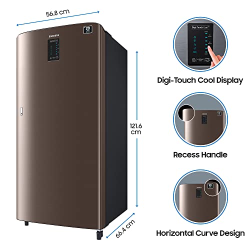 Image of Samsung 198 L 4 Star Inverter Direct Cool Single Door Refrigerator Appliance (RR21A2C2XDX /HL, Luxe Brown, Digi-Touch Cool)