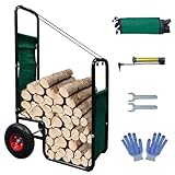 Firewood Log Cart with Wheels Heavy Duty Wood Log Cart Carrier Outdoor Indoor