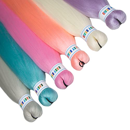 Colored Braiding Hair Pre Stretched Kanekalon Braids Hair Extensions 26Inch 6Pcs Knotless Braiding Hair Rainbow Kanekalon Braiding Hair Prestretched #TOP3