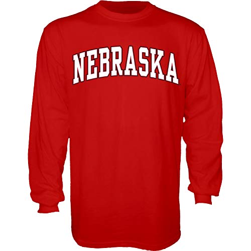 Blue 84 Men's Nebraska Cornhuskers Arching Team Color Long Sleeve T Shirt, Nebraska Cornhuskers Red, Large