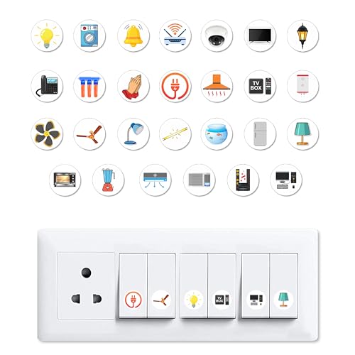 Image of Trueflair Stickers for Switch Board for Home Wall Switches, Contain All Common Switch Stickers (Colorful)