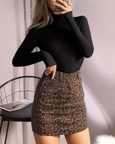 Image of Mangopop Women' Long Sleeve Ribbed Bodysuit Jumpsuits