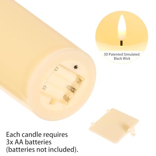 Image of Outdoor Flameless Candles With Remote Waterproof LED Pillar Candles Set | 9x4 Inch Waterproof Design, Flickering LED Glow, Timer Remote Control, Battery Operated Candles For Patio, Porch & Lanterns