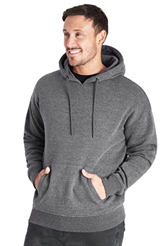 CityComfort Mens Hoodie Plain Pullover Hooded Sweatshirts (XL, Charcoal)
