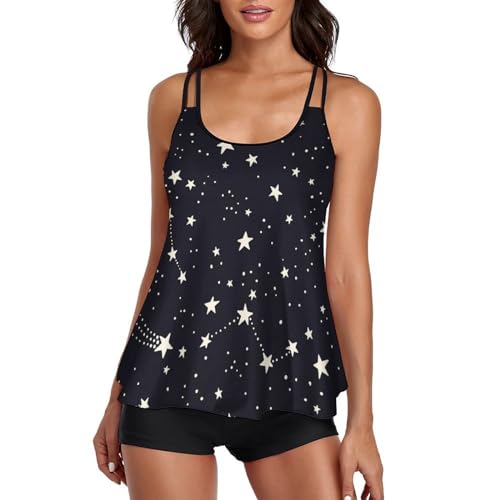Maillot de bain tankini galaxie au motif ciel étoilé avec shorty de bain confortable