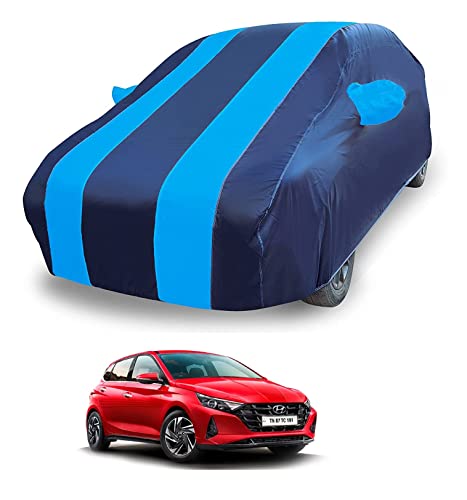 Image of Auto Hub Car Cover Compatible with Hyundai i20 (Model : 2020-Till Date) with Mirror Pocket, Weather Proof, Triple Stitched, i20 Car Cover- Navy-Blue