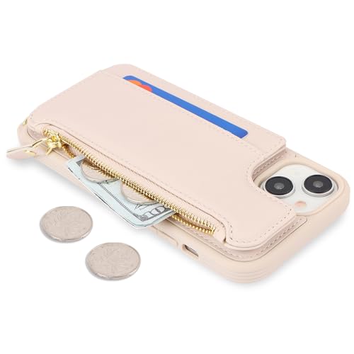 Coque portefeuille pour iPhone 13 avec sangle et pochette zippée - 7
