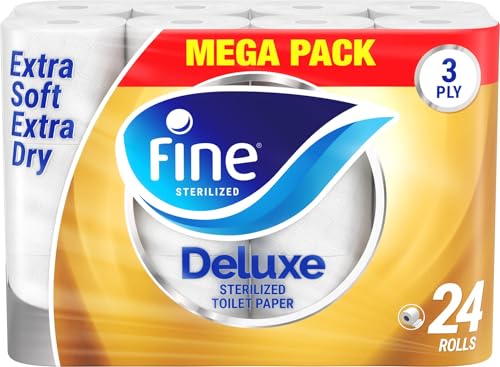 Fine Deluxe Toilet Tissues Paper 24 Rolls 140 sheets x 3 Ply Packaging may vary