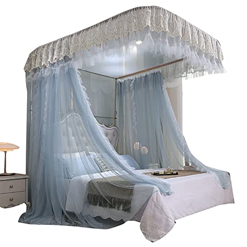 Moustiquaire lit superposé bleu 1,2m rideau lit rétractable rail U - 2