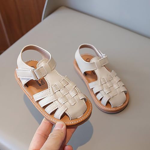 IWIHMIV Girls Sandals Summer Close Toe Breathable Non Slip Flat Soft Bottom Shoes Casual Beach Lightweight Sandals4