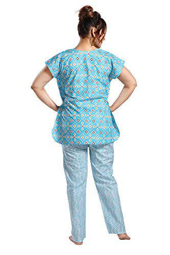 Image of Fabme Women's Cotton Printed Kaftan and Pyjama Set