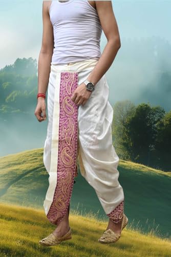 Image of Men's Ready to Wear Pant System MARWADI Embroidered Dhoti for Marriage, Party, Pooja, Festival etc. (GC009)