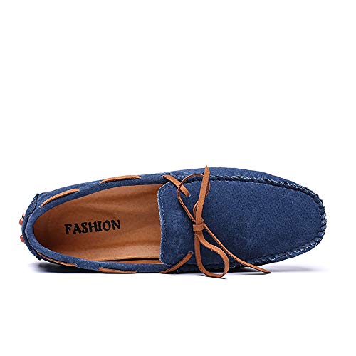 Men's Fashion Driving Loafers Casual Comfort Massage Shock Absorption Personality Lacing Boat Moccasins(Blue,10 M US)3