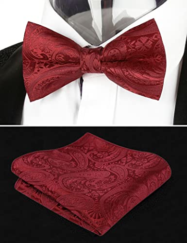 Image of Alizeal Mens Paisley Adjustable Bow Tie Set | Pre-tied Cummerbund Pocket Square Perfect for Weddings Business Formal Events