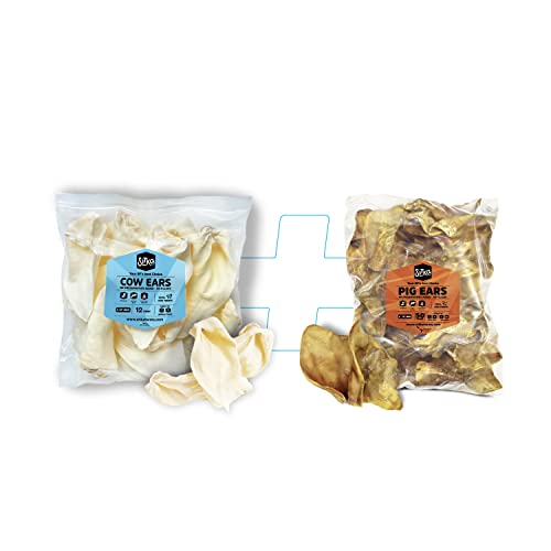 Sitka Farms Bundle Cow Ears (12 Pack) Long Lasting + Pig Ears (50 Count) Special Chews Dogs #TOP6