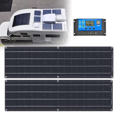 Placa Solar Flexible 400W 600W 800W 1200W Panel Solar Monocristalino Fotovoltaico Impermeable para Autocaravana Caravana Barcos Techos Casa Remolques Cargar Bateria(400W)