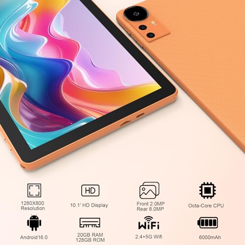 Image of CUPEISI 10 inch Android 15 Tablet, 20GB RAM+128GB ROM /2TB Expandable for Tablet PC, 2 in 1 with Keyboard, 2.0GHz Quad Core HD CPU, Google 5G WiFi 6 BT 5.0 Certified