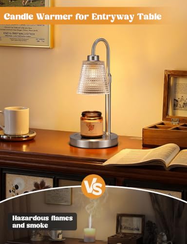 Image of Satin Nickel Candle Warmer Lamp with Timer Home Decor Gifts for Women