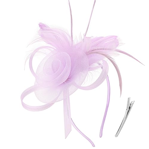 Image of DRESHOW Fascinators Hats for Women Tea Party Fascinator Hats Vintage 50s Headwear Cocktail Wedding Church Derby Hat