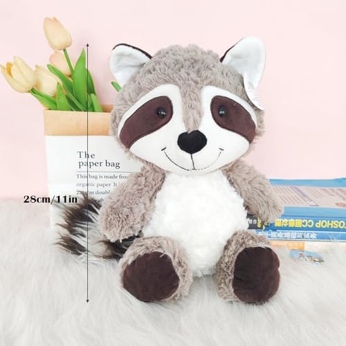 JcvPot Waschbär, Waschbär Kuscheltier, 25 cm Grauer Waschbär Plüschtier, Weiches Stofftier Zum Kuscheln Und Spielen, Kinder Und Sammler