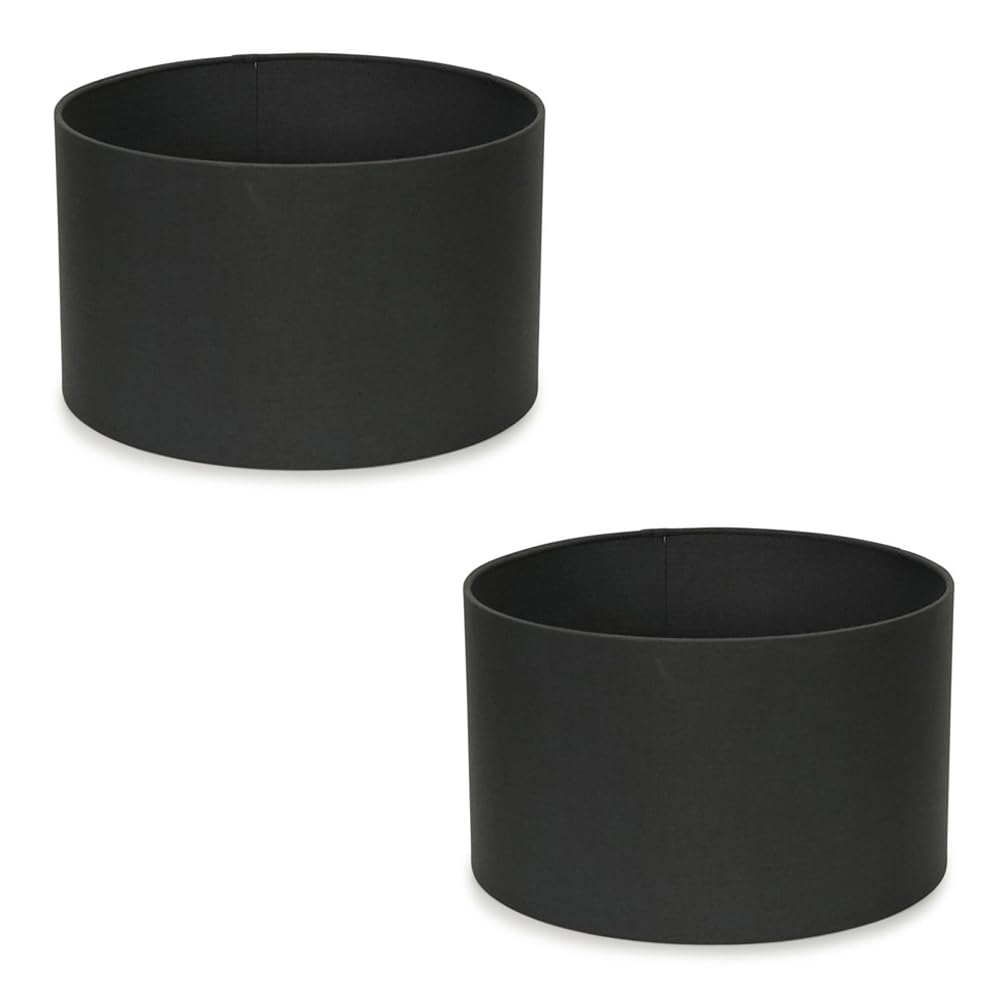 MiniSun | Small Modern Charcoal Grey Fabric Drum Light Shades | Lamp Shades, Home Décor & Improvement Essential | Set of 2 | 25cm Shade Width