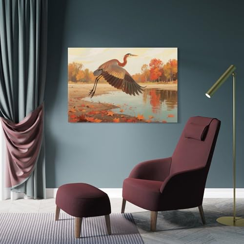 Héron impression sur toile murale tableaux animaux salon et chambre