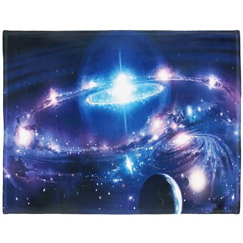 YISUMEI - Soft Fleece Blanket - Space Planets Moons Galaxies, 150 x 200 cm Throw Blanket Suitable for Sofa or Bed