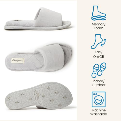 Image of Dearfoams womens Slipper Memory Foam Summer House Shoe Beatrice Terry Slide
