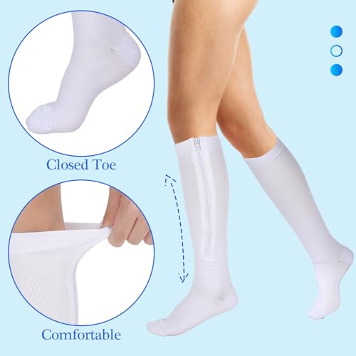 Image of Tarpop 4 Pairs Men Zipper Compression Socks Colorful 20-30mmhg Compression Stockings with Zipper for Men Women Swelling Edema